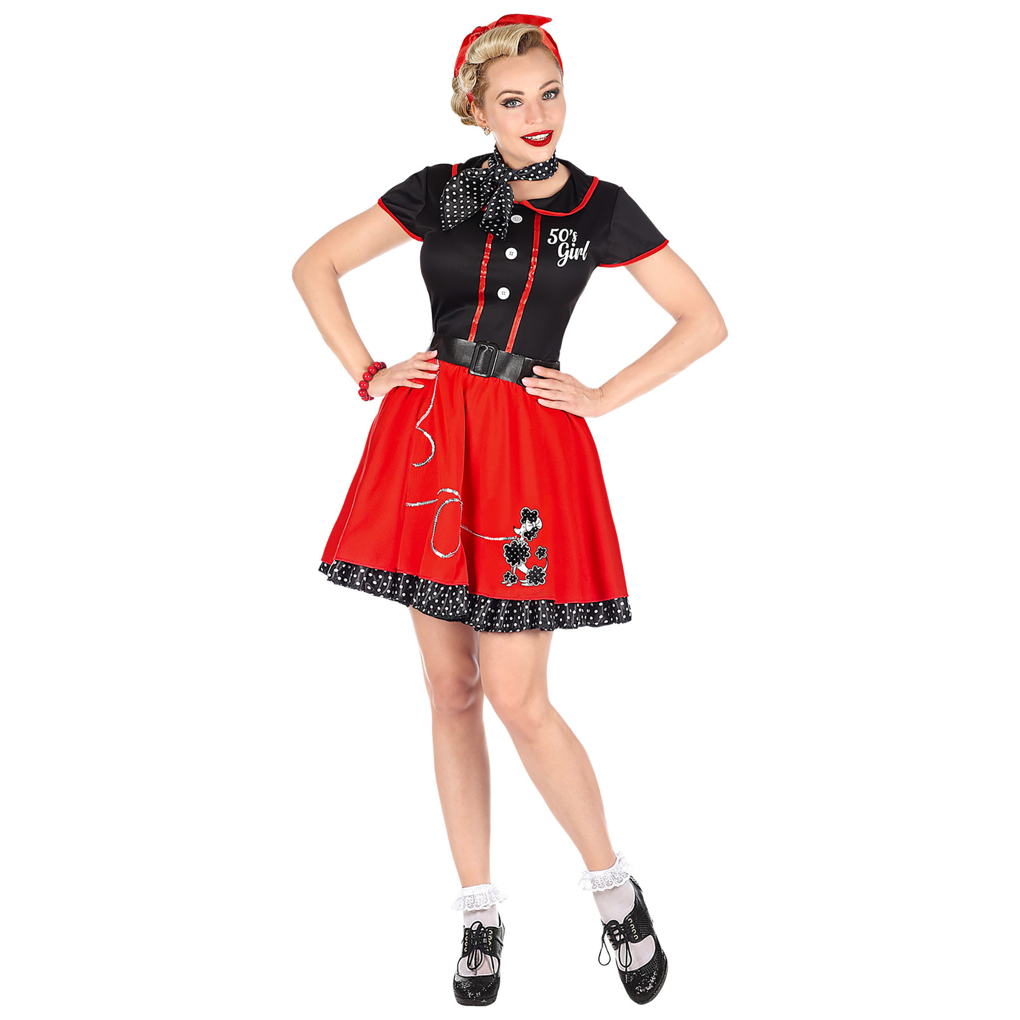 Retro dames jurk jaren 50  zwart rood 