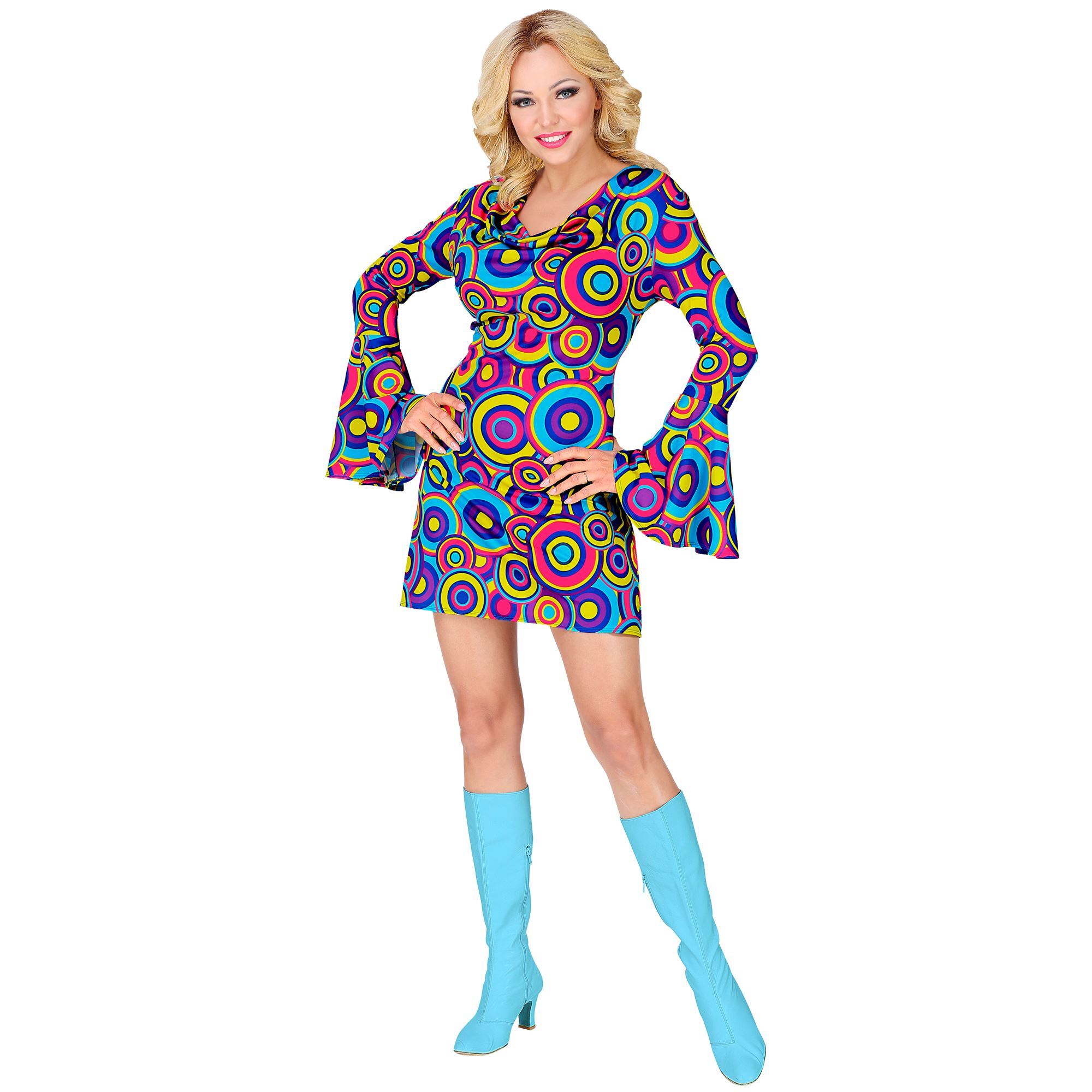 Retro disco groovy jurk style  kleurrijke print
