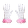 Handschoenen wit satijn met roze marabou voor meisje met stijl