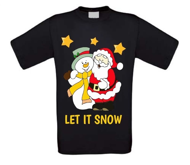 Let it snow kerstman sneeuwpop t-shirt