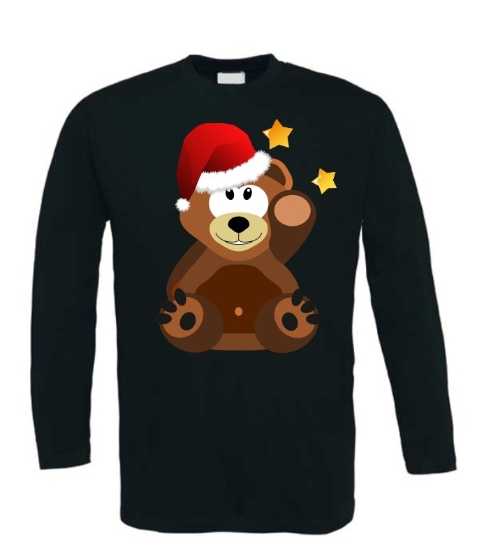 Leuk teddybeer kerst T-shirt lange mouw