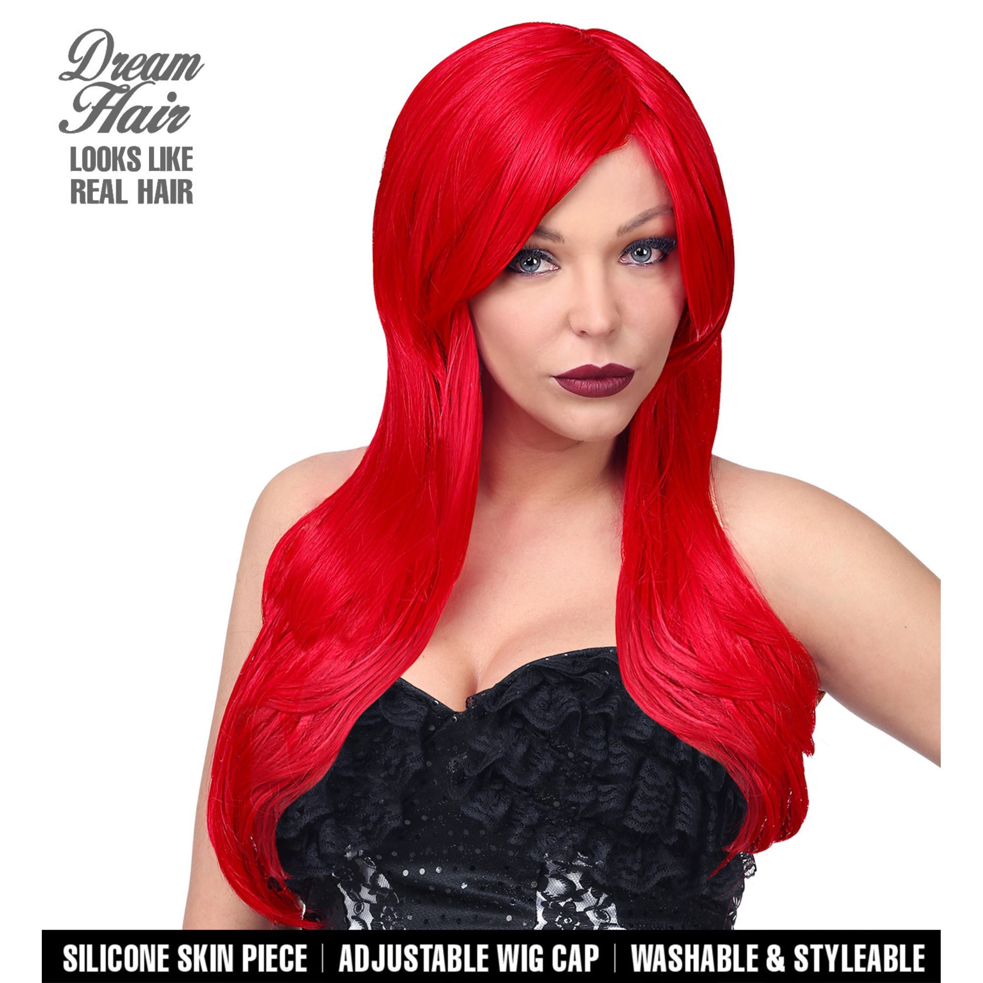 Rode cosplay pruik  lang rood haar
