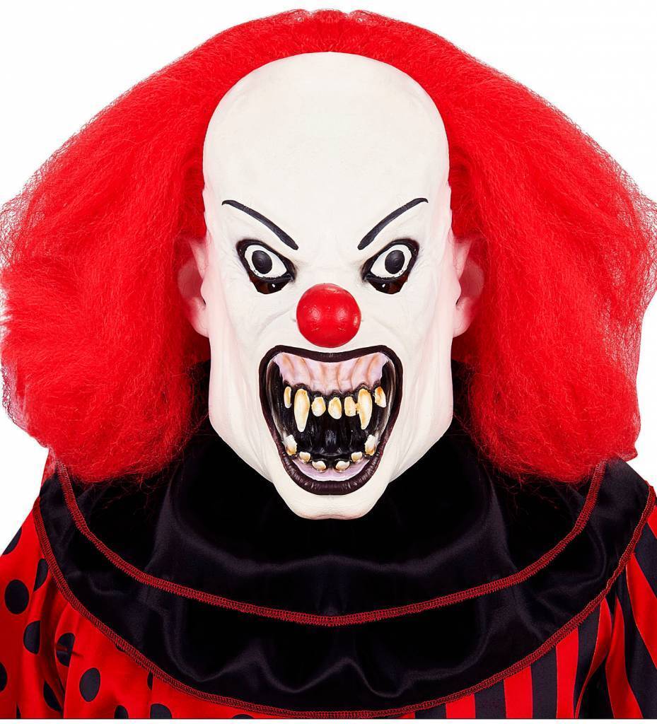 Scary  wit killer clown masker met rode haren