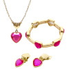 Sieraden setje meisjes goud met roze hartjes