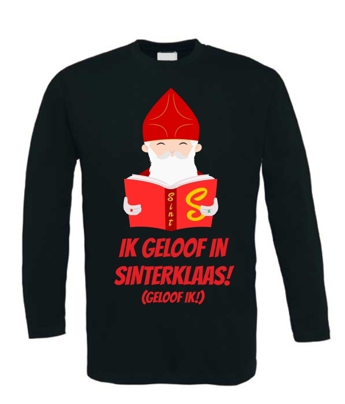 Sinterklaas t-shirt lange mouw ik geloof erin
