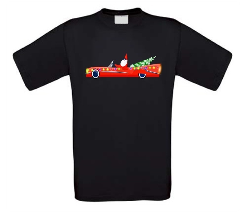 Snelle auto snelle kerstman kerst T-shirt