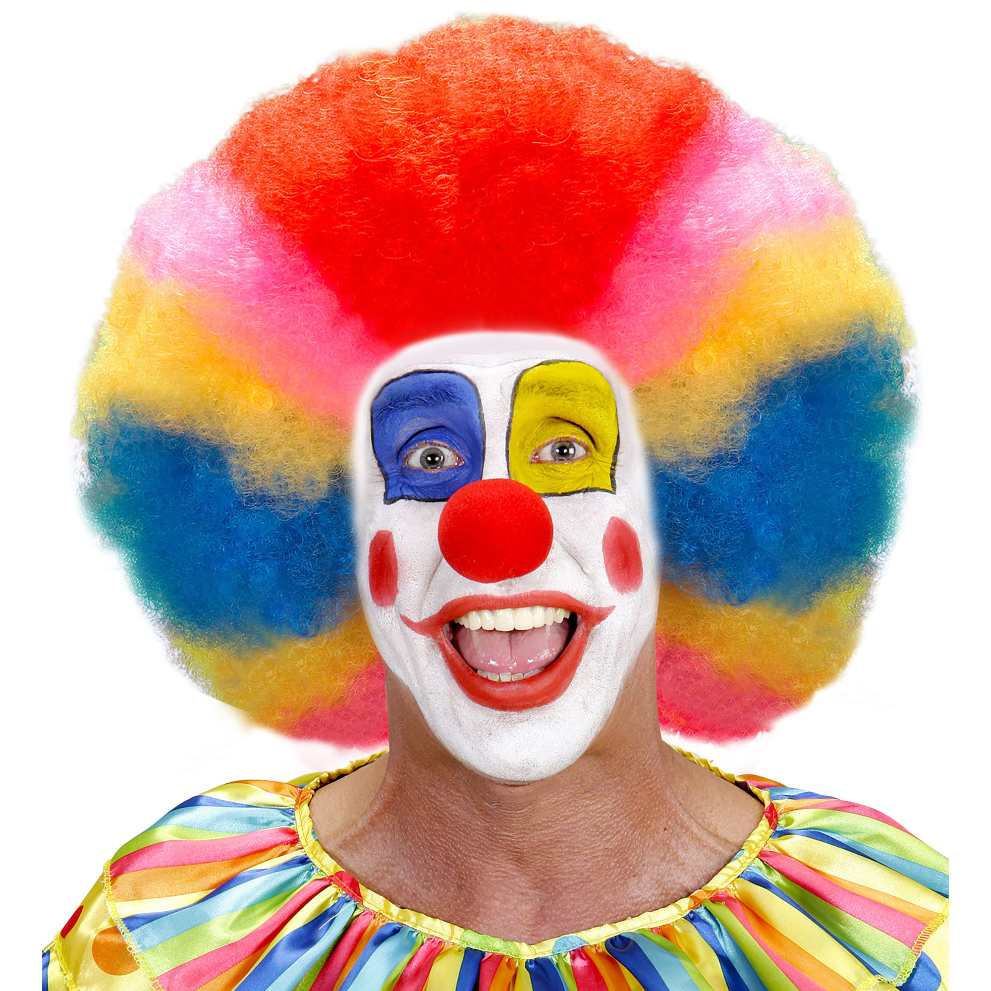 Vrolijke kleurrijke clown pruik voor volwassenen