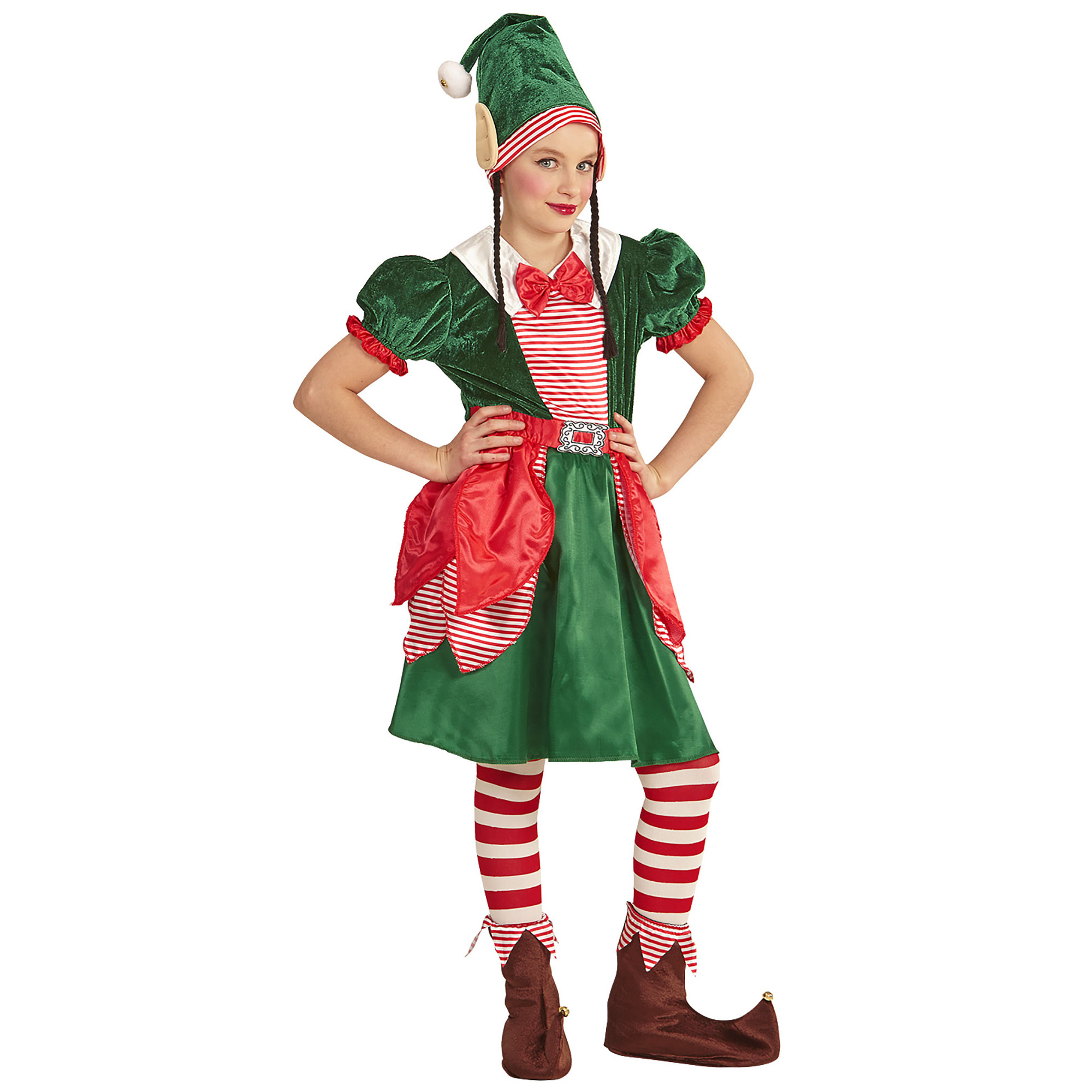 Elf santa kerstman kostuum meisje 
