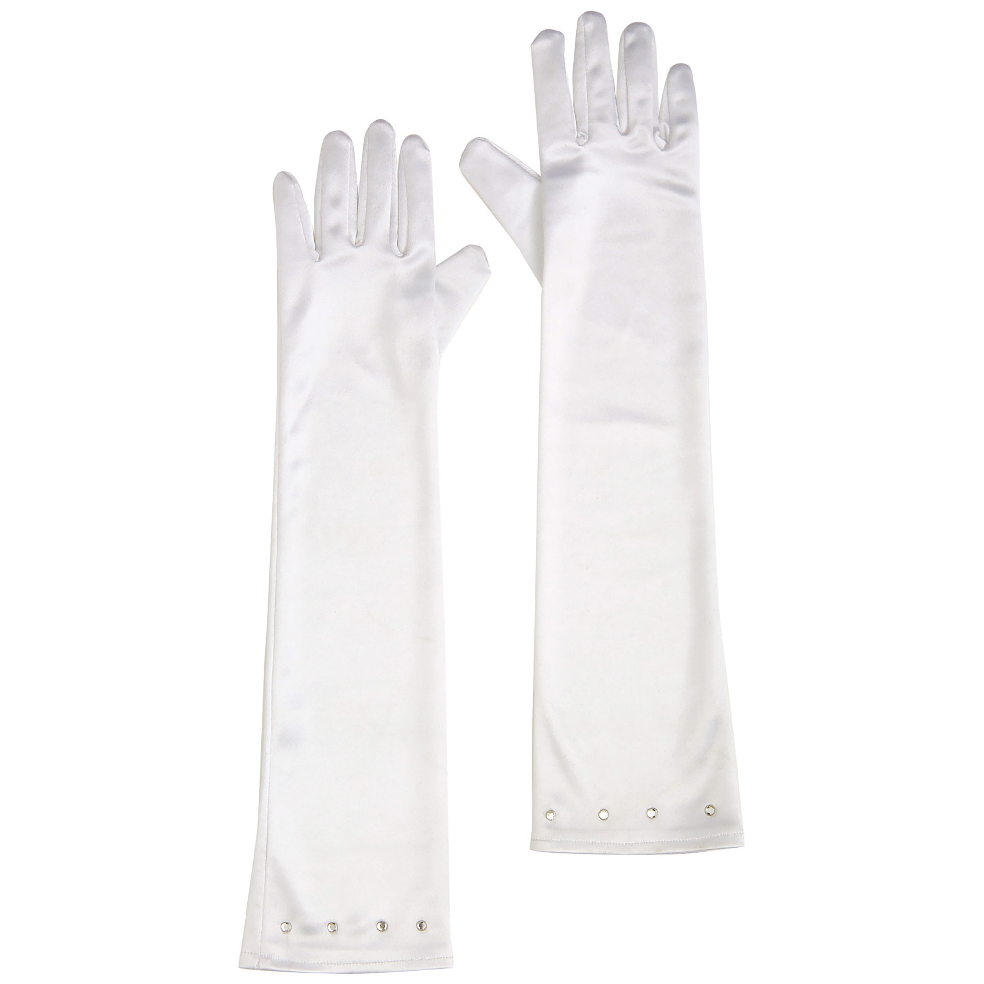 Glamoreuze handschoenen wit satijn voor een glamour meisje