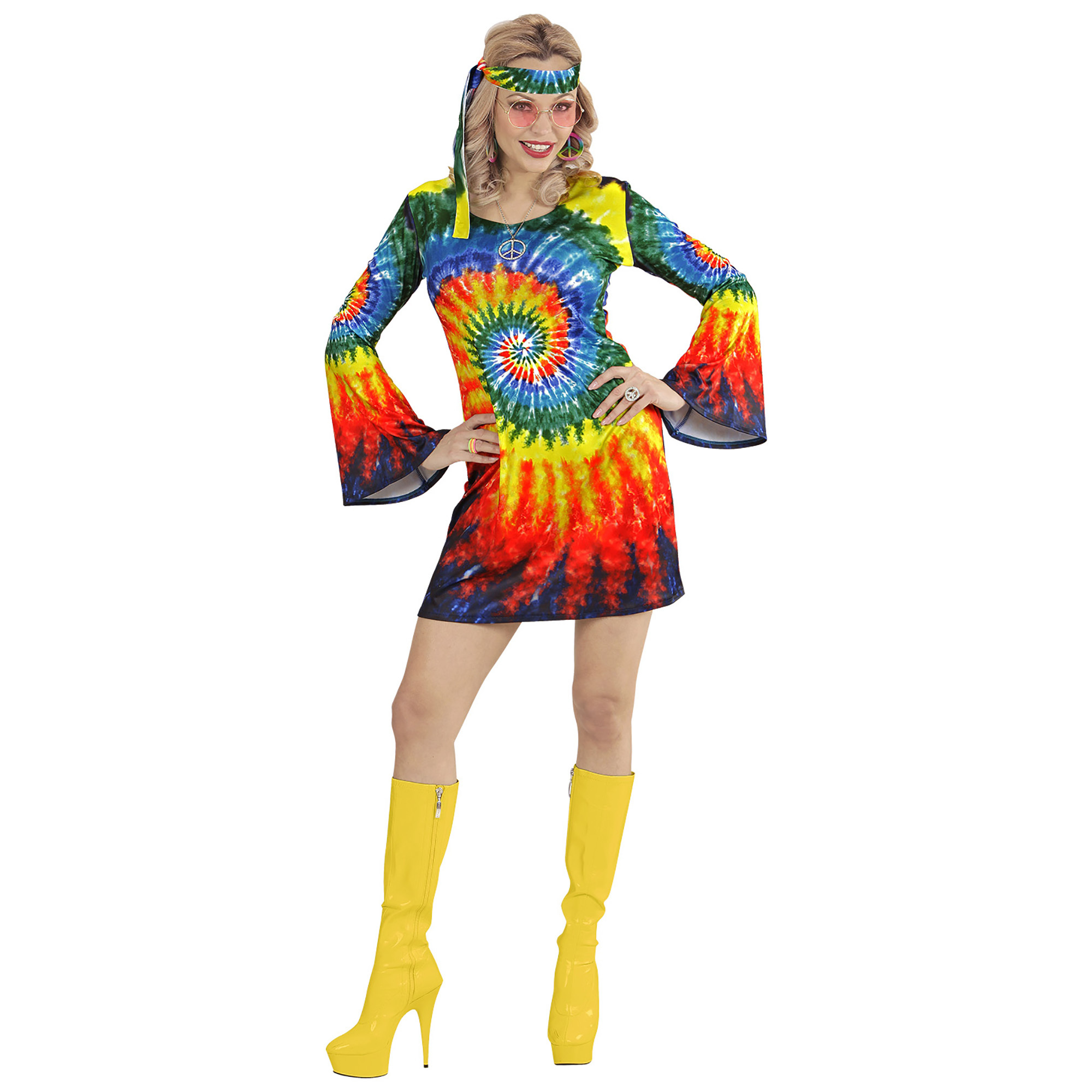 Hippie Tie Dye jurk dame flower power
