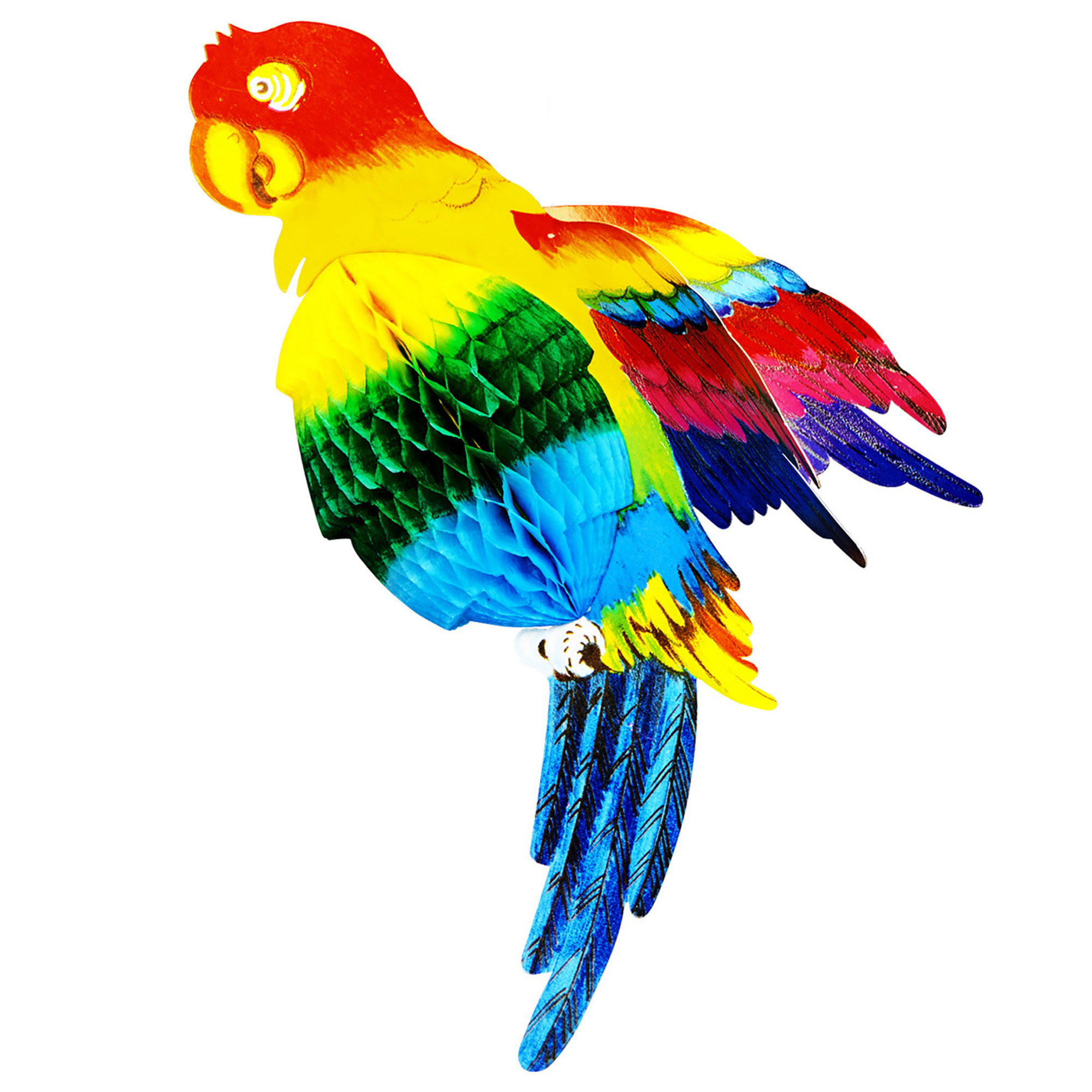 Papieren decoratie papegaai 38 cm honingraat