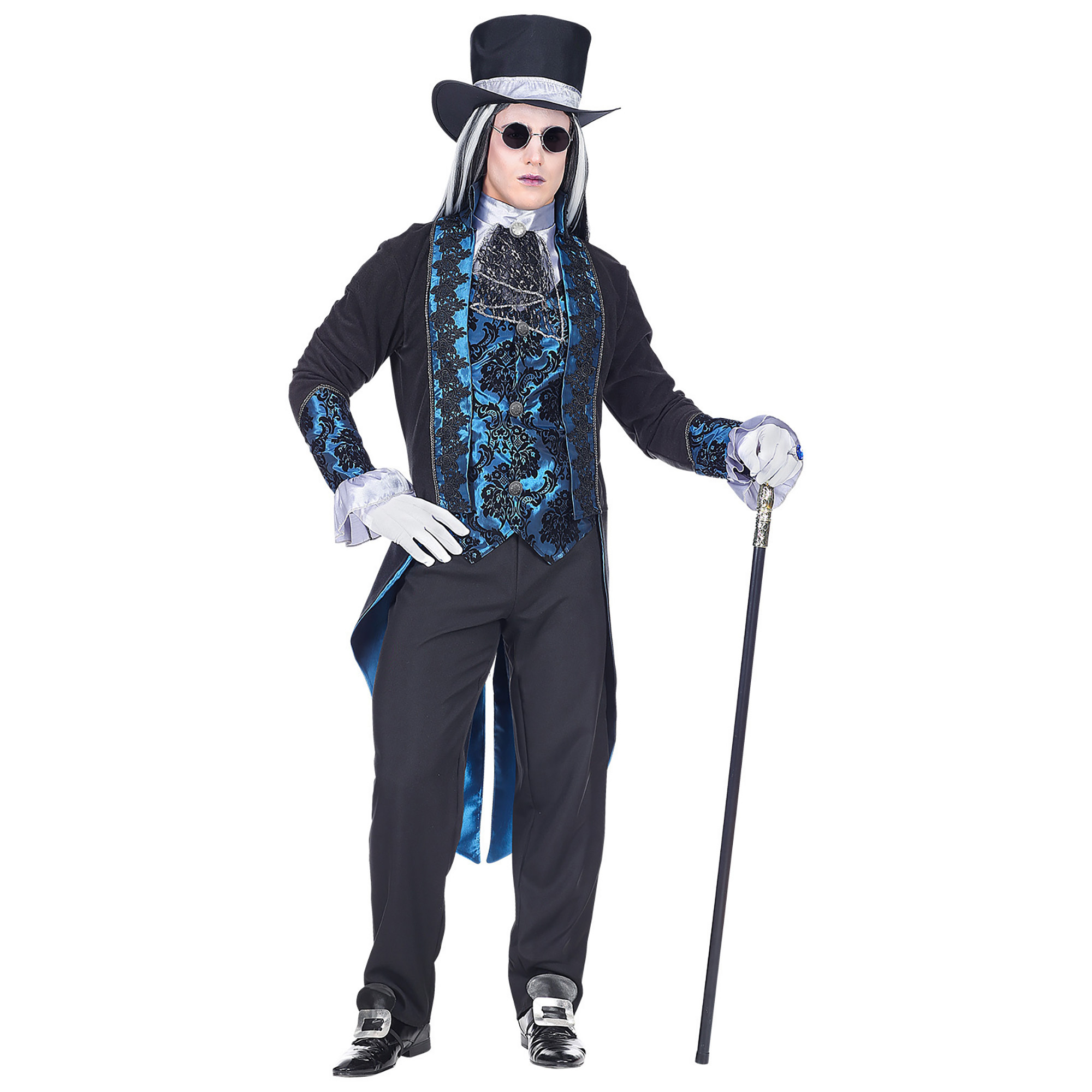 Victoriaans Vampieren kostuum mister dark blue man kostuum