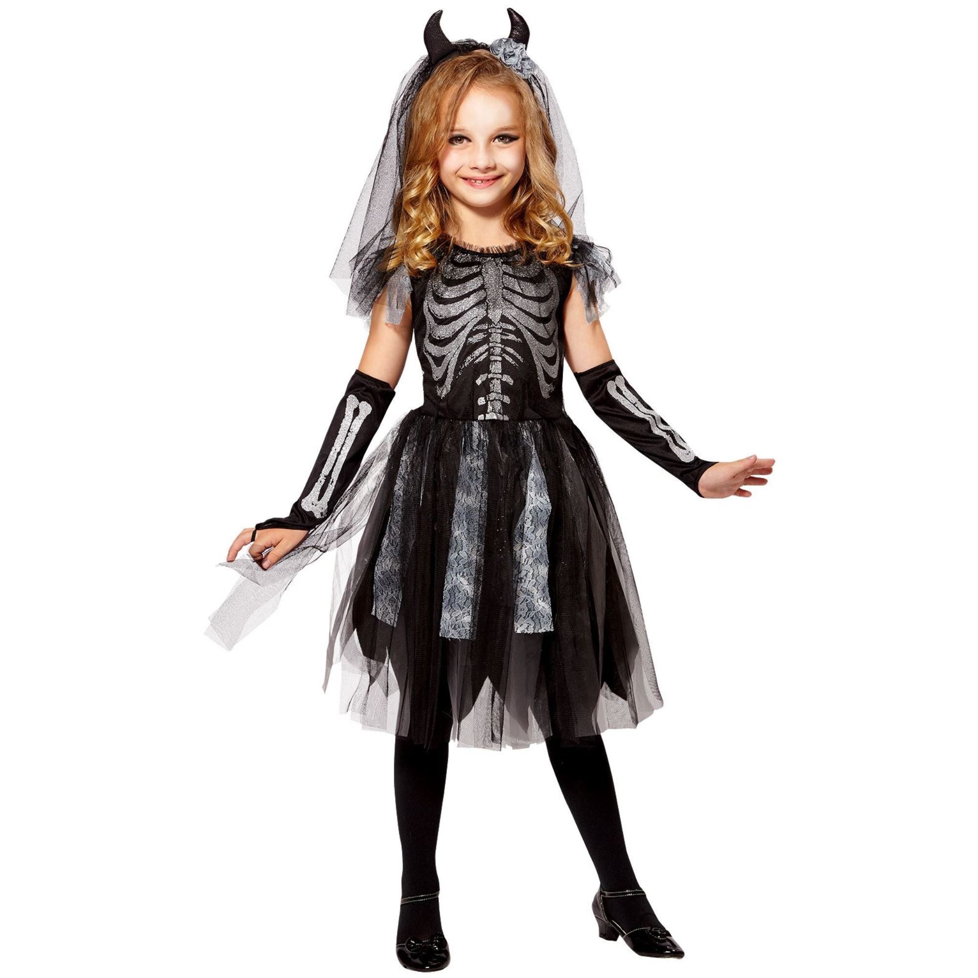 Zwarte bruidsjurk skelet meisje jurk halloween