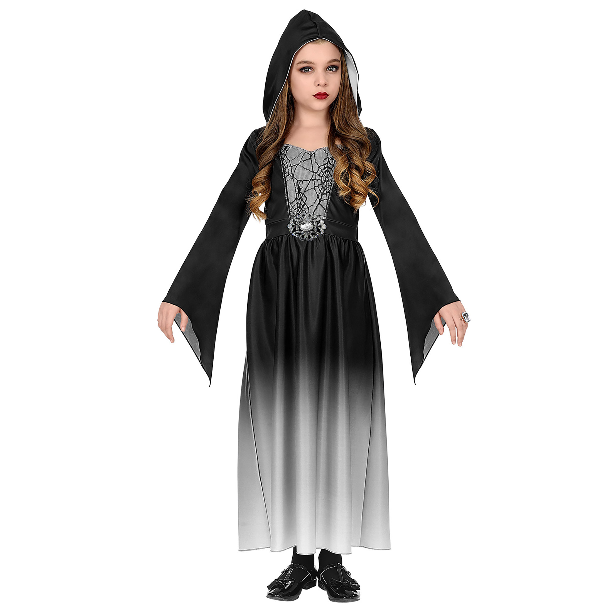 Gothic meisje Nena grijs zwart kostuum meisje