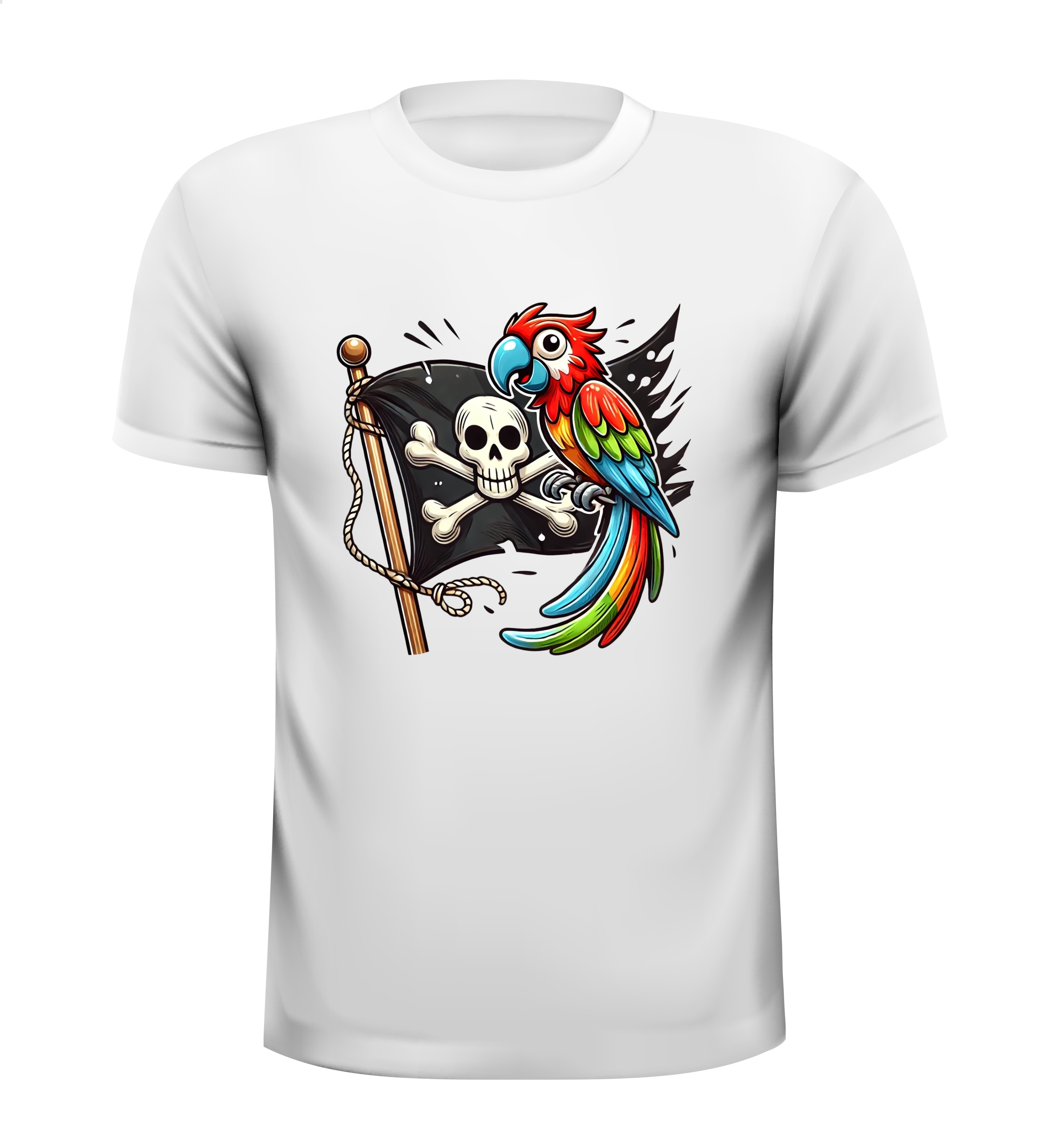 piratenvlag met piraat doodshoofd papegaai shirt