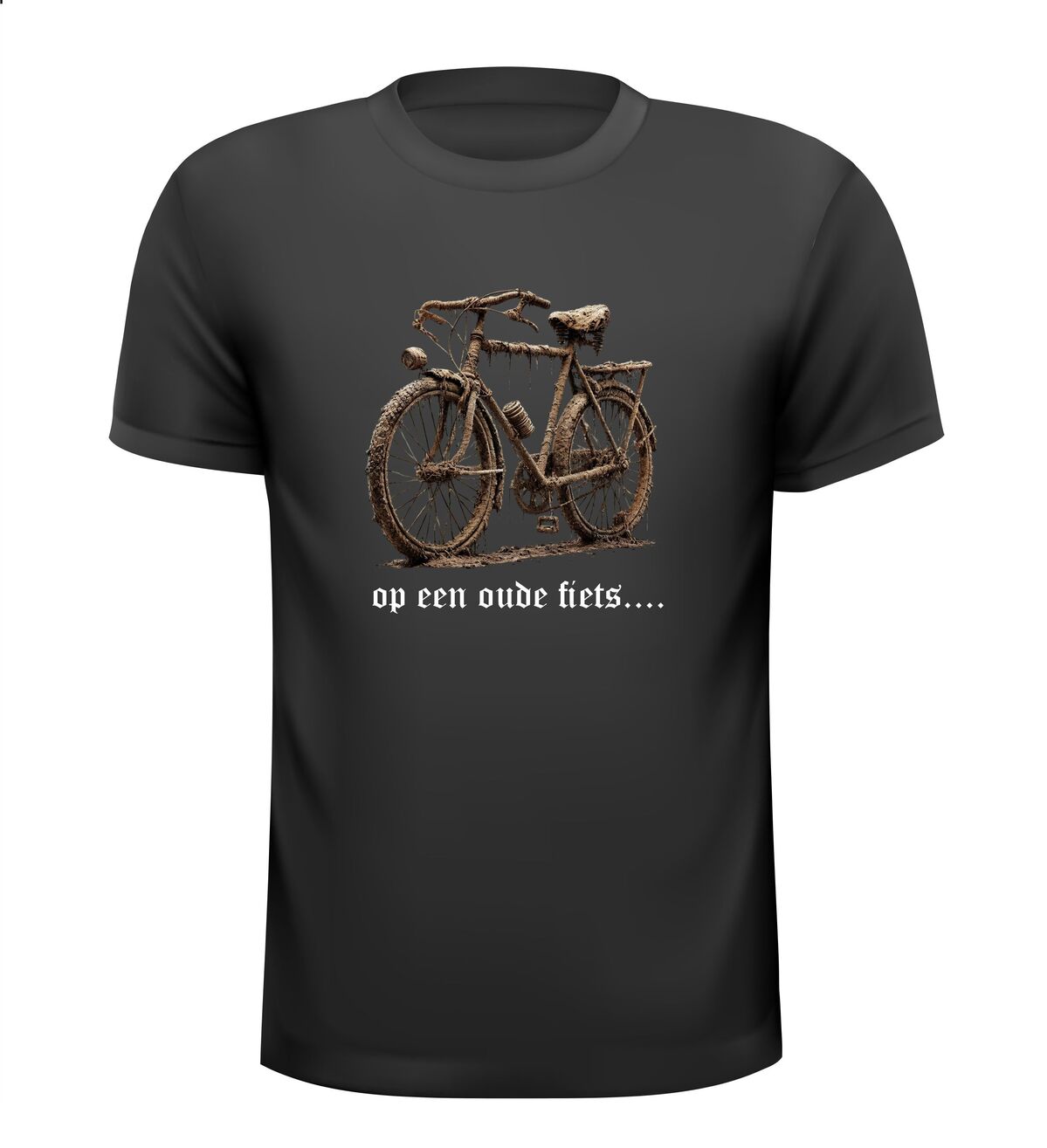 Shirt op een oude fiets moet je het leren...