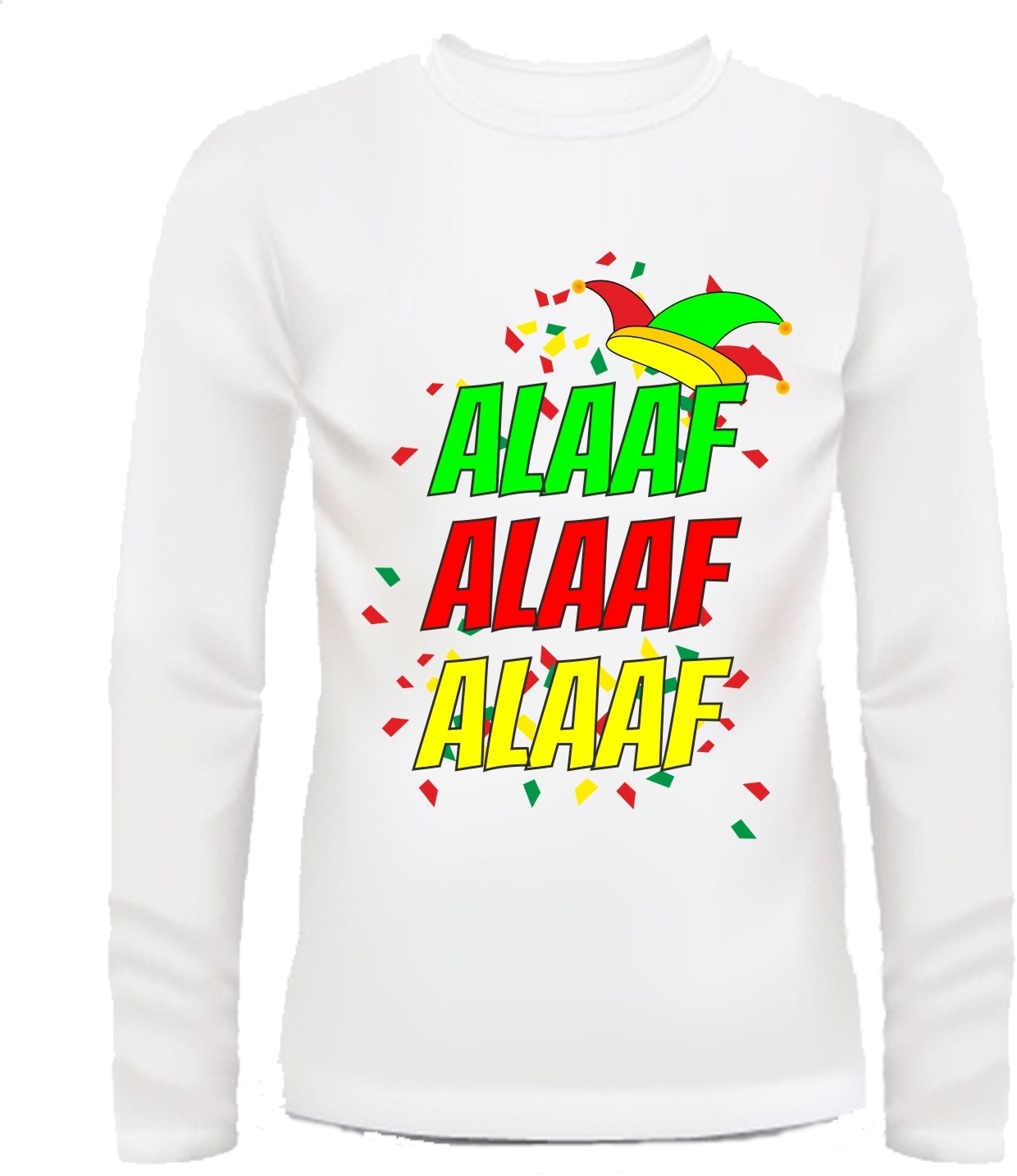 Alaaf Alaaf Alaaf Carnaval T-shirt lange mouw rood groen geel
