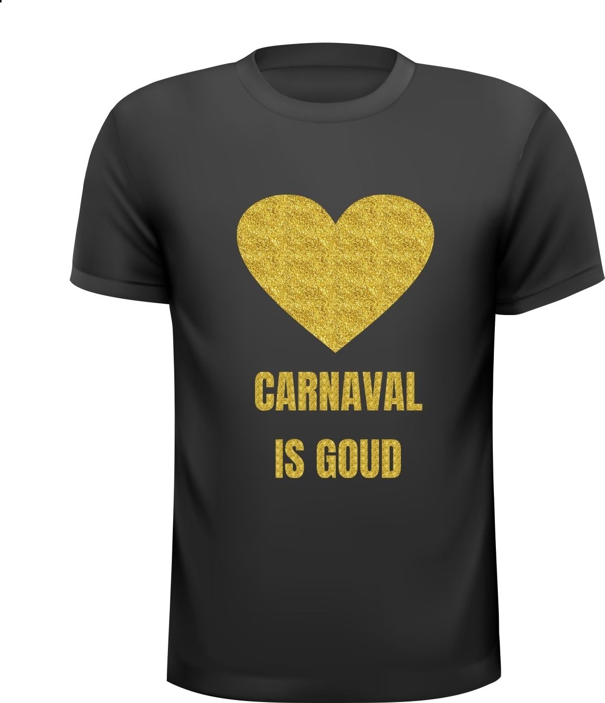Carnaval is goud T-shirt glitter goud hart feest