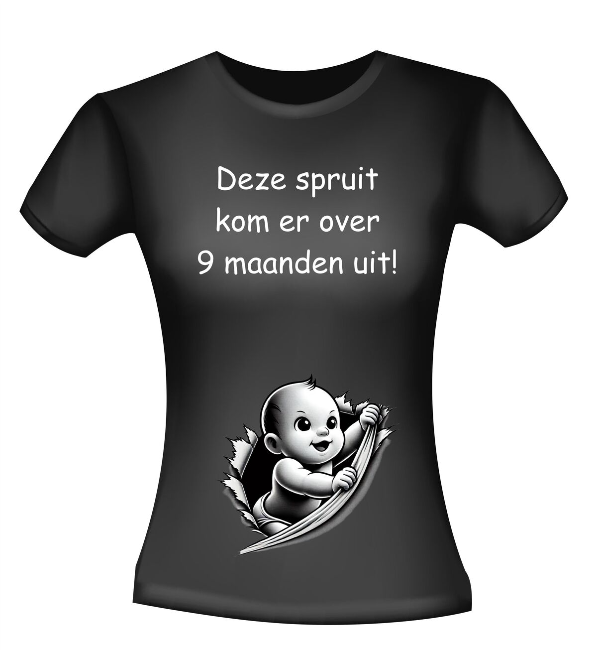 Grappig gezinsaankondiging jongen of meisje t-shirt Deze spruit kom er over 9 maanden uit!