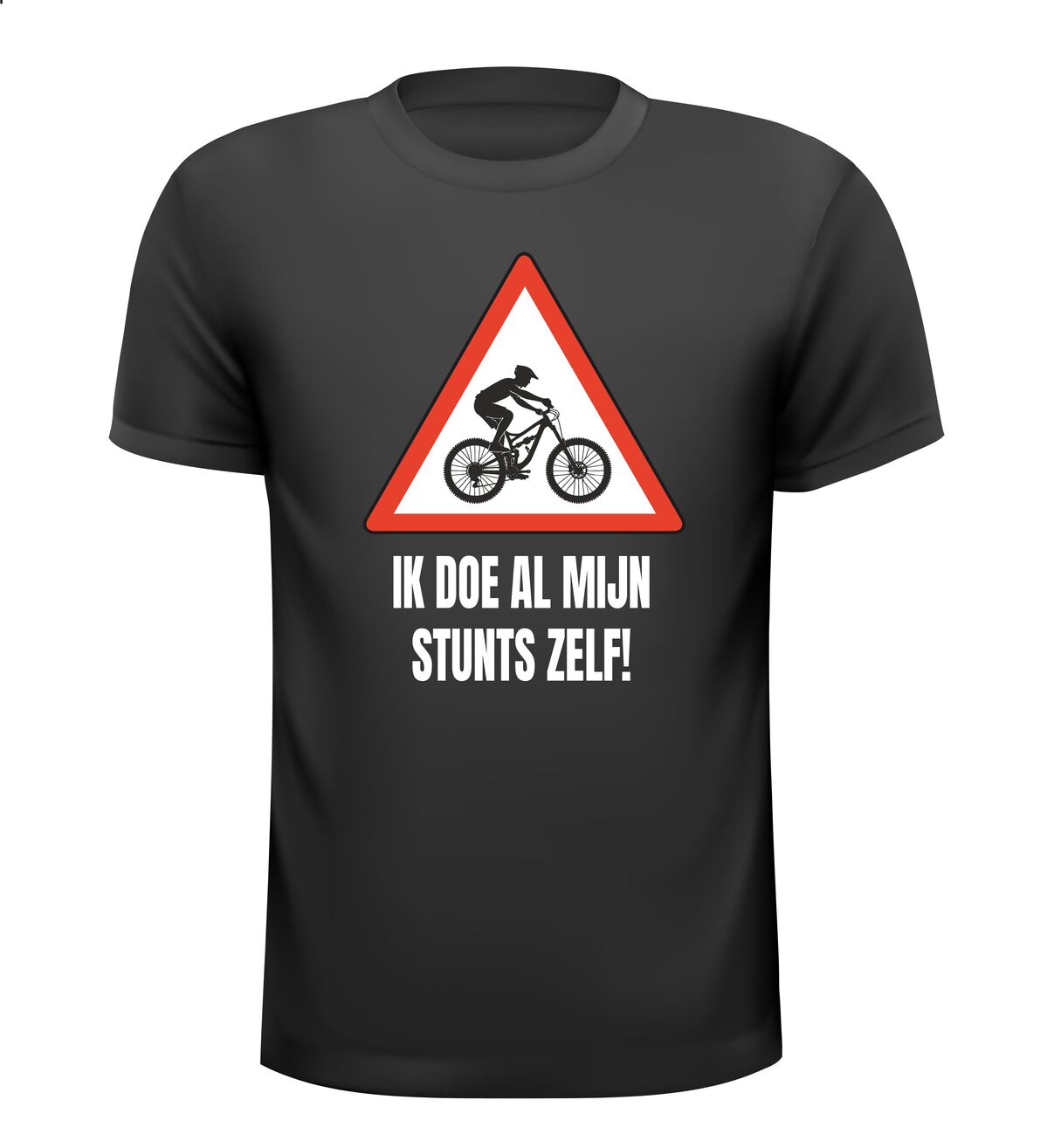 Shirt MTB mountainbike ik doe al mijn stunts zelf grappig