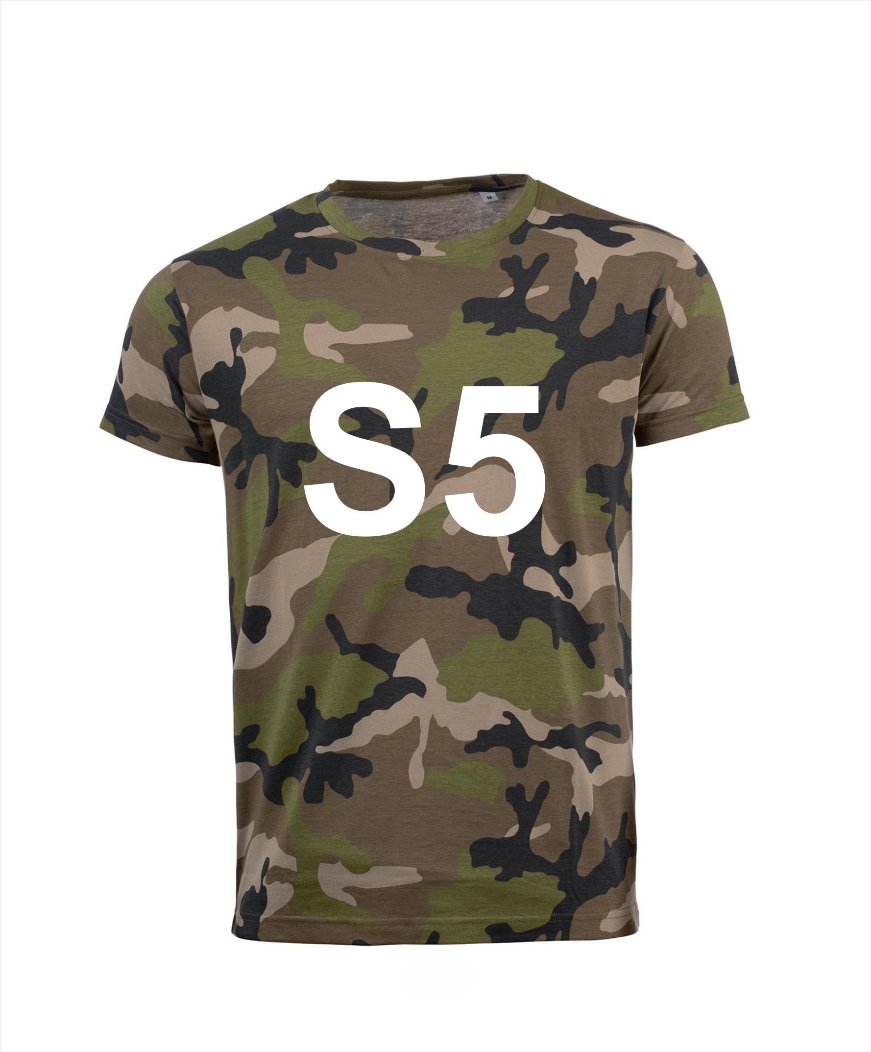 T-shirt S5 leger camouflage legergroen afgekeurd dienstplicht soldaat carnaval