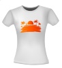 foto 4 T-shirts zomers zonsondergang strand palmbomen onbewoond eiland vakantie vintage