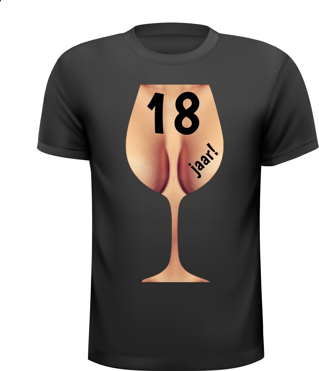 18 jaar verjaardag borsten t-shirt grappig tieten wijnglas
