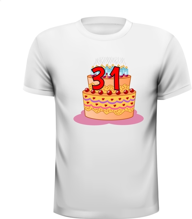 31 jaar verjaardag shirt met afbeelding van een verjaardagstaart