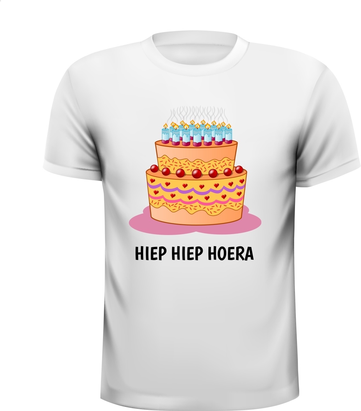 Hiep hiep hoera slagroom taart t-shirt verjaardag