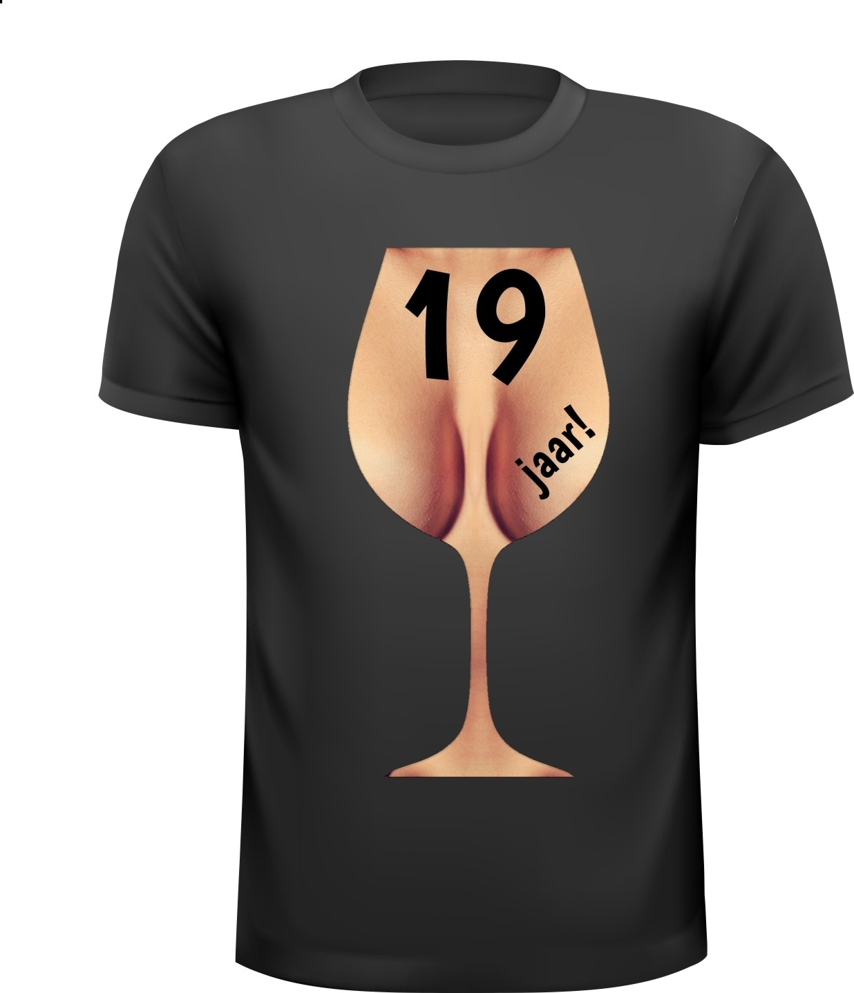 negentien jaar verjaardag t-shirt borsten ondeugend wijn 19 jaar