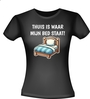 foto 2 Thuis is waar mijn bed staat T-shirt uitspraak grappig gek lollig