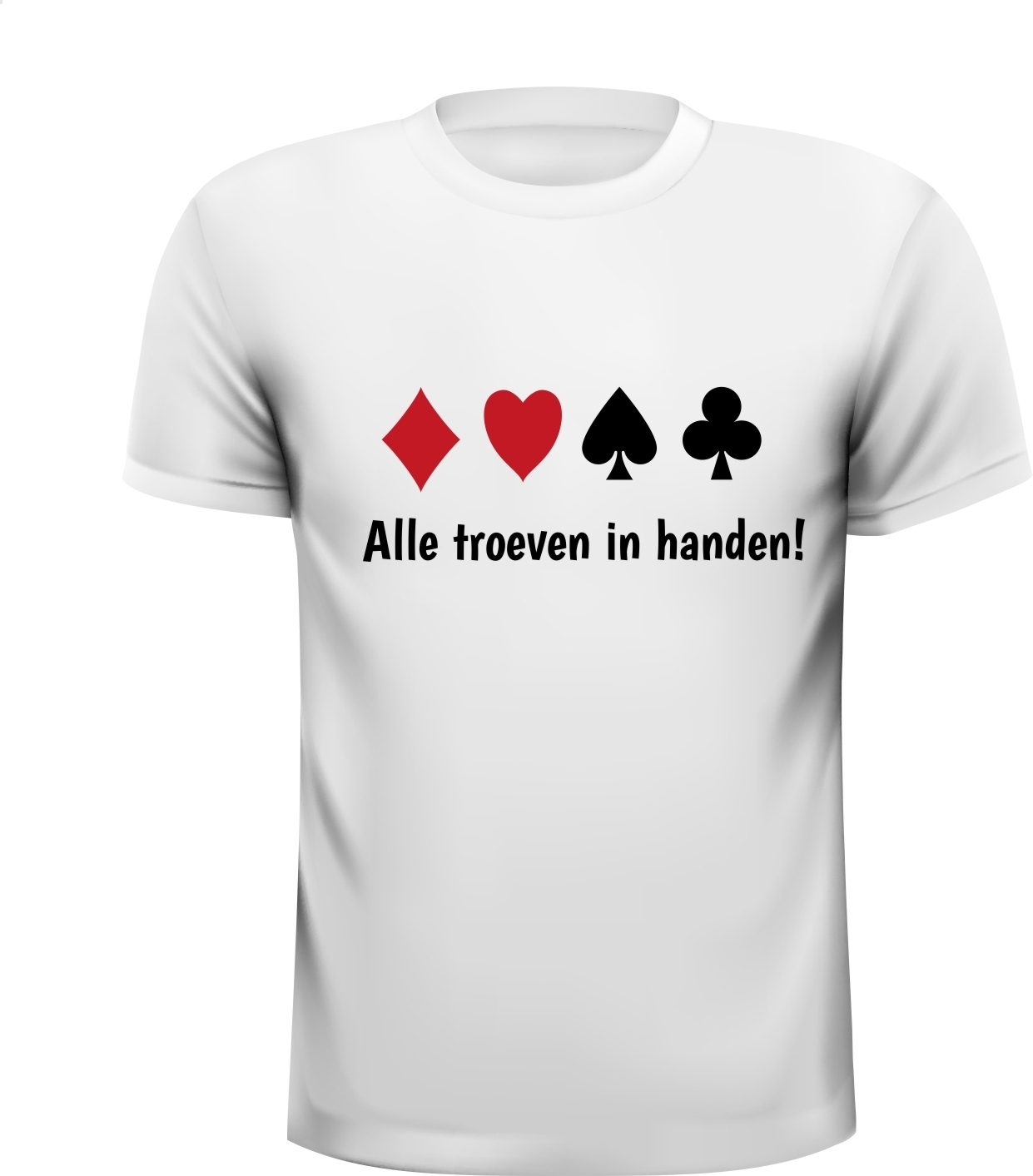 alle troeven in handen T-shirt klaverjassen jokeren pesten