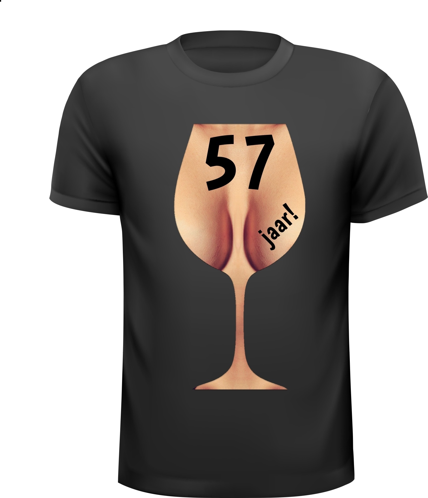 verjaardagscadeau 57 jaar sexy shirt borsten wijnglas