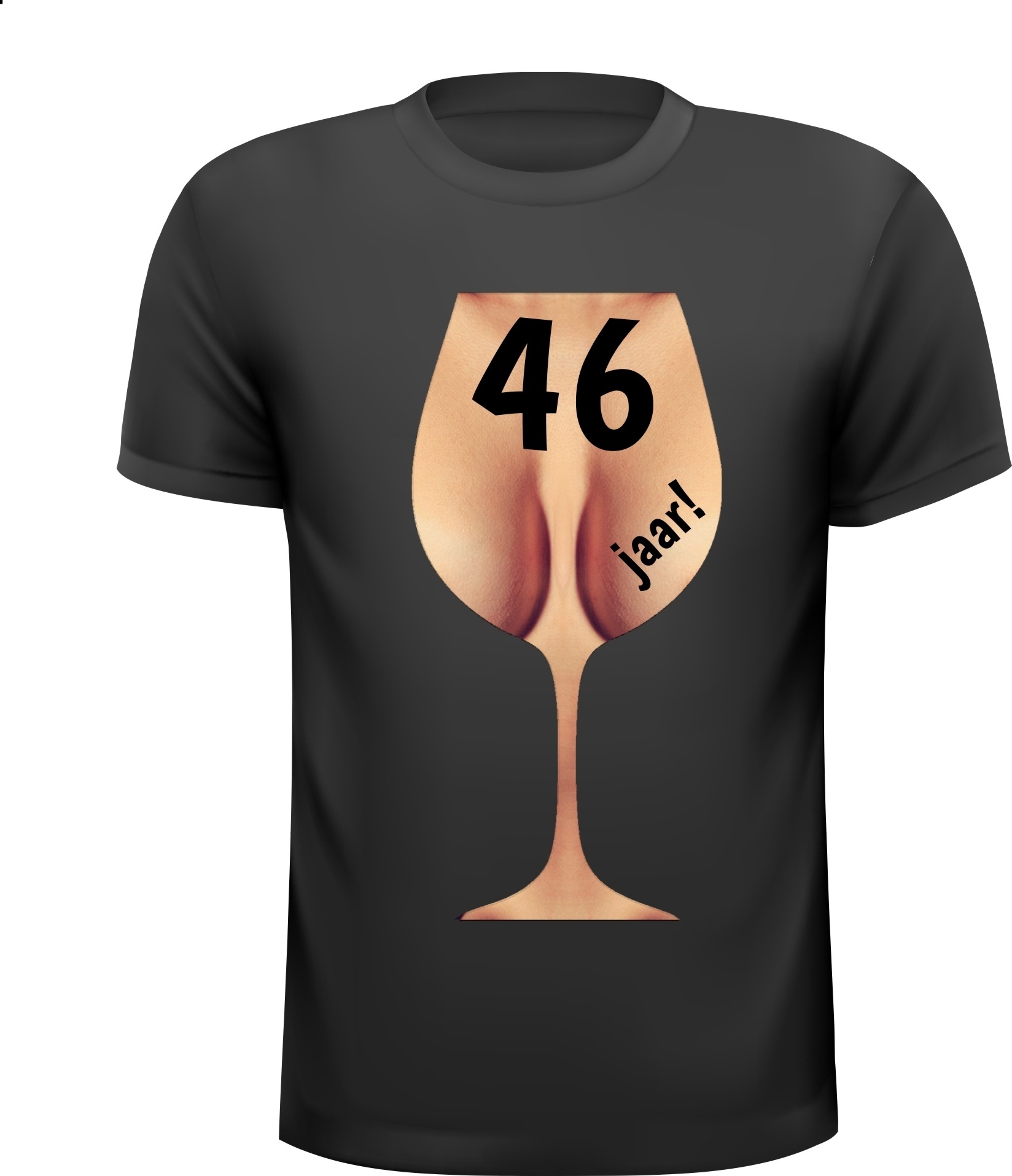 verjaardagscadeau sexy ondeugend 46 jarige shirt borsten wijnglas