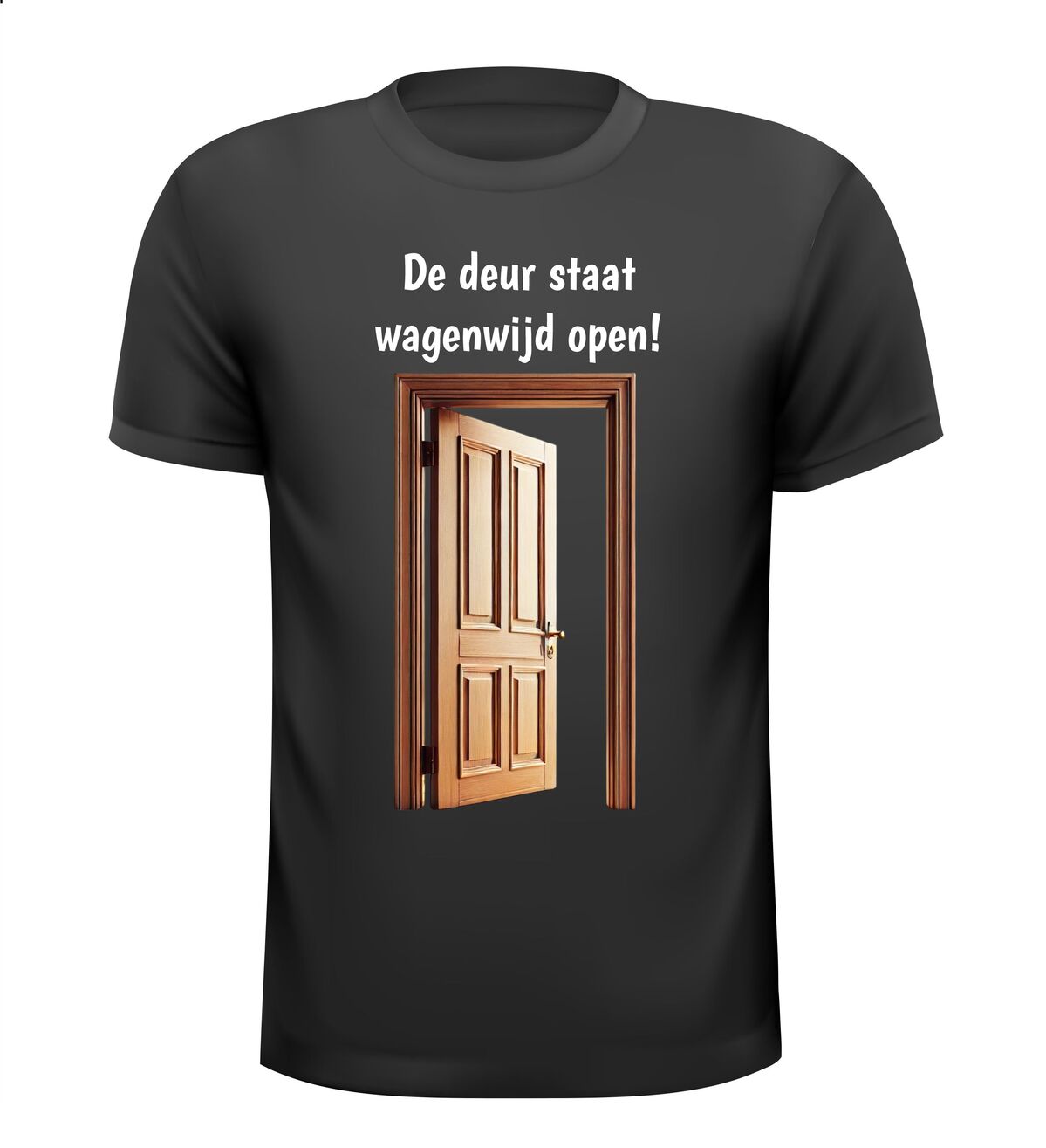 De deur staat wagenwijd open T-shirt gastvrijheid