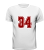 Getal 34 robijnrood leeftijd T-shirt