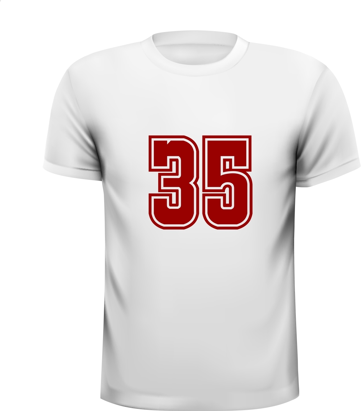 getal 35 cijfer T-shirt wit