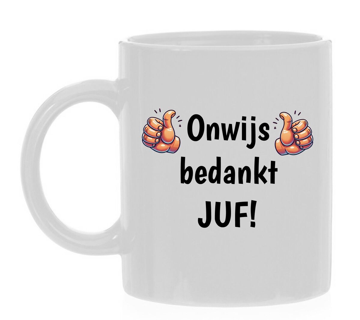 Koffiemok onwijs bedankt juf bedankje afscheid basisschool juffrouw