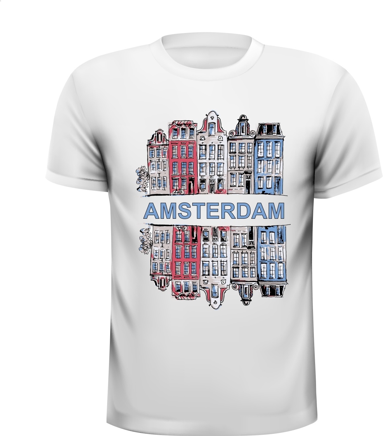 Amsterdam grachtenpanden stad design tekening