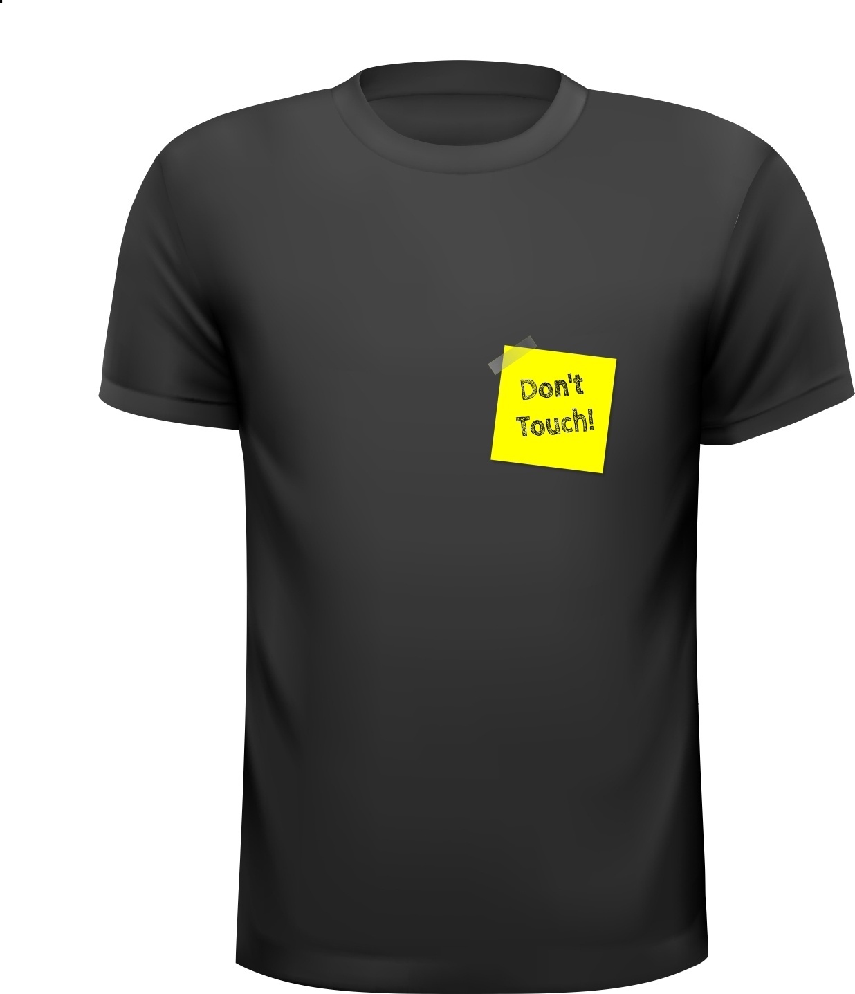 Don't touch T-shirt niet aankomen geel memo briefje