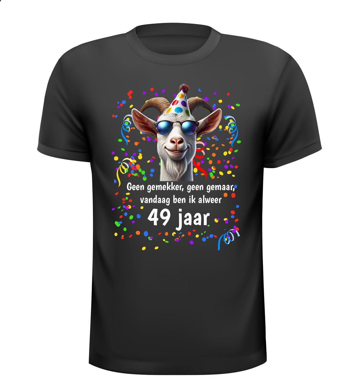 49 jaar full colour verjaardag shirt met leuke tekst en grappige verjaardags geit