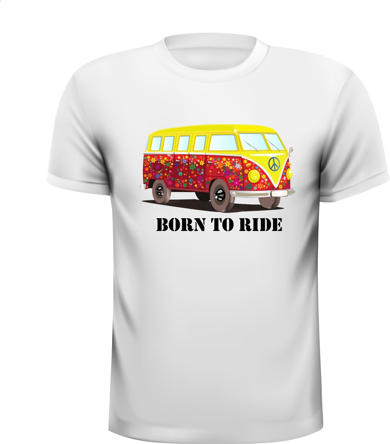 born to ride oldtimer automobiel auto peace love busje T-shirt