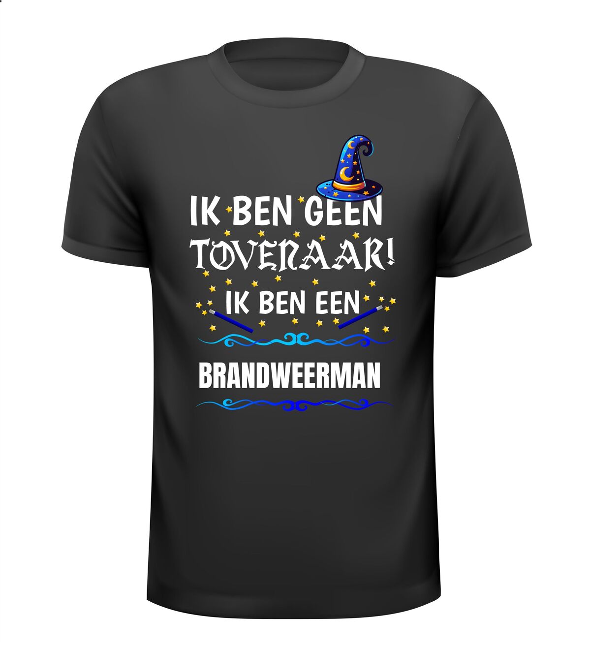 ik ben geen tovenaar ik ben brandweerman brandweer cadeau t-shirt