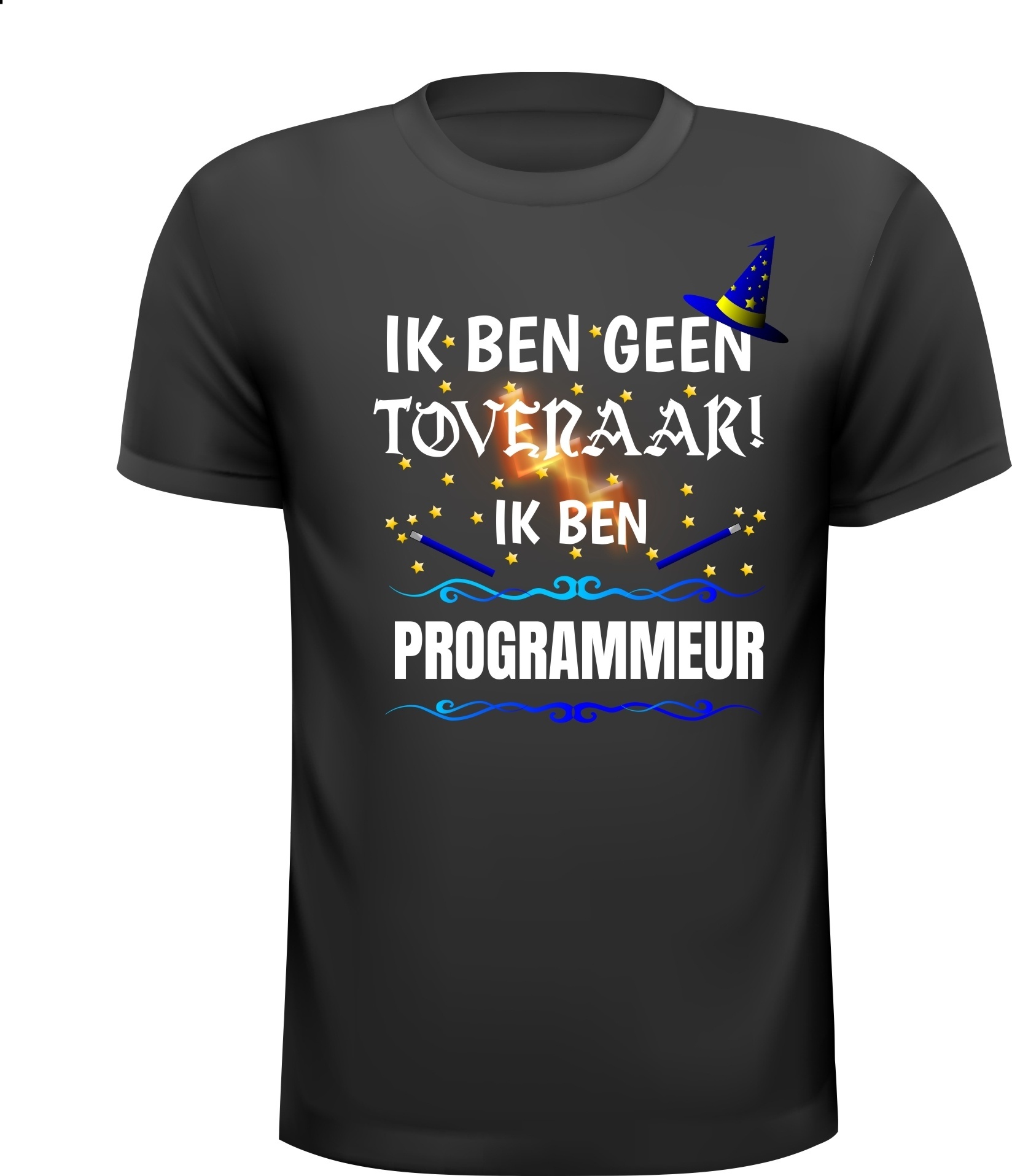 Ik ben geen tovenaar ik ben programmeur grappig humor t-shirt kado