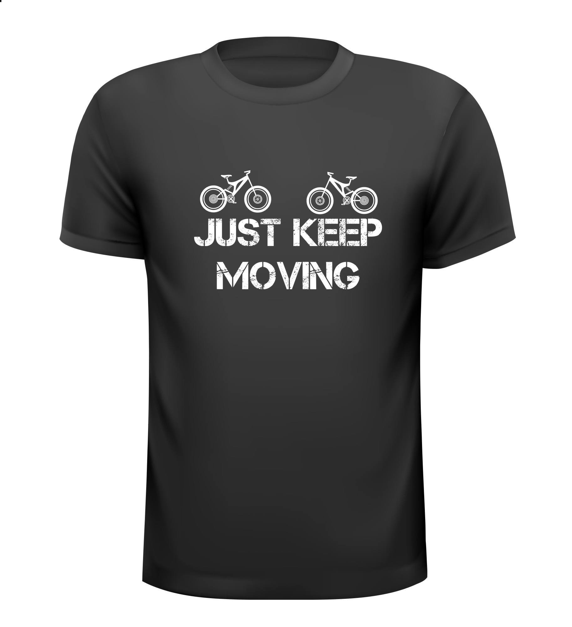 just keep moving mtb fiets T-shirt mountainbike