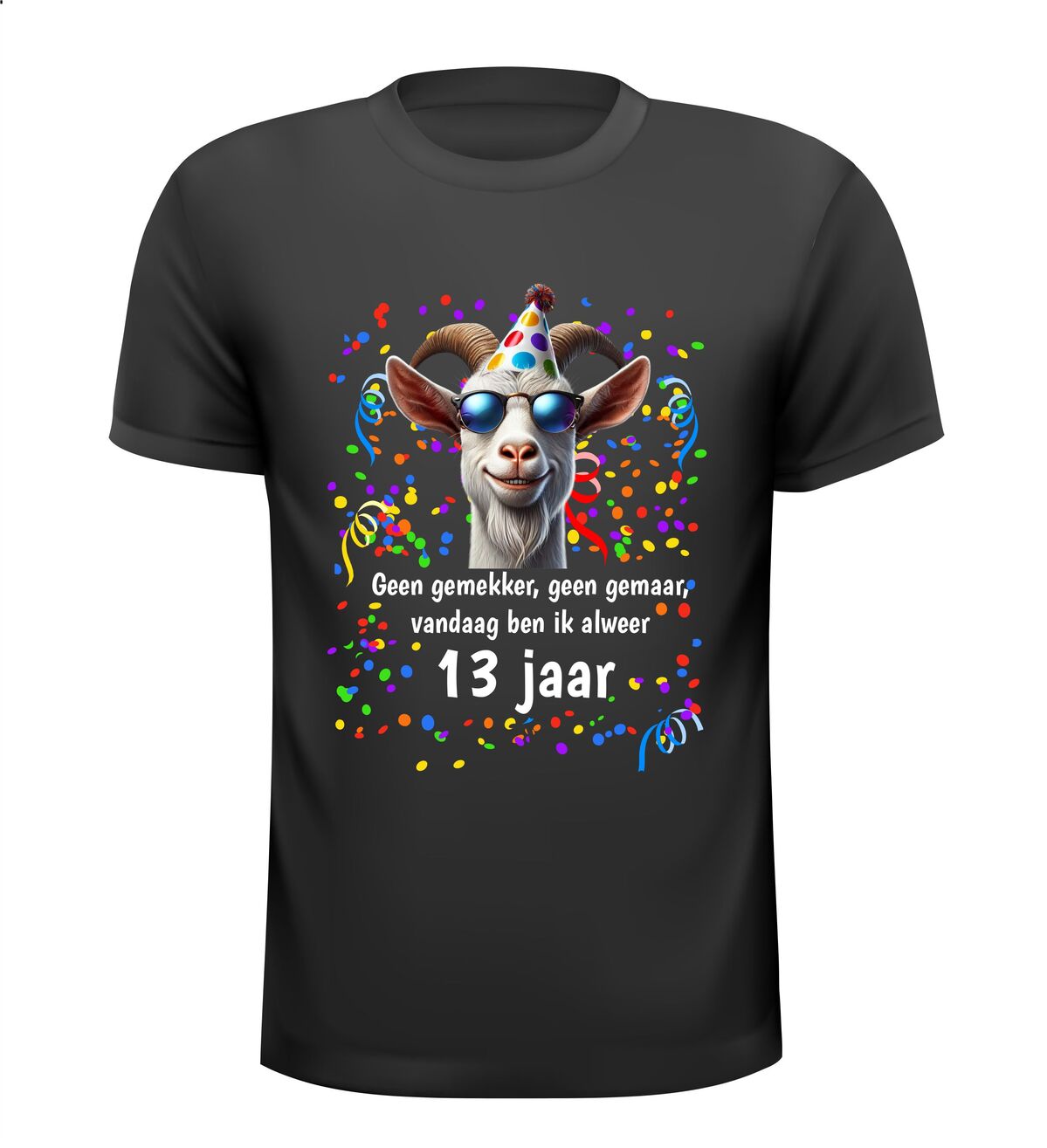 Leuk verjaardag t-shirt met afbeelding en tekst 13 jaar