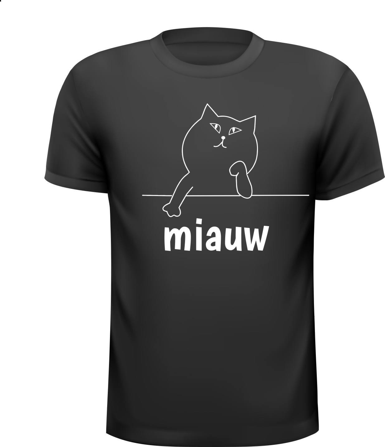 Miauw kat poes poezen grappig denkende kat T-shirt grappig