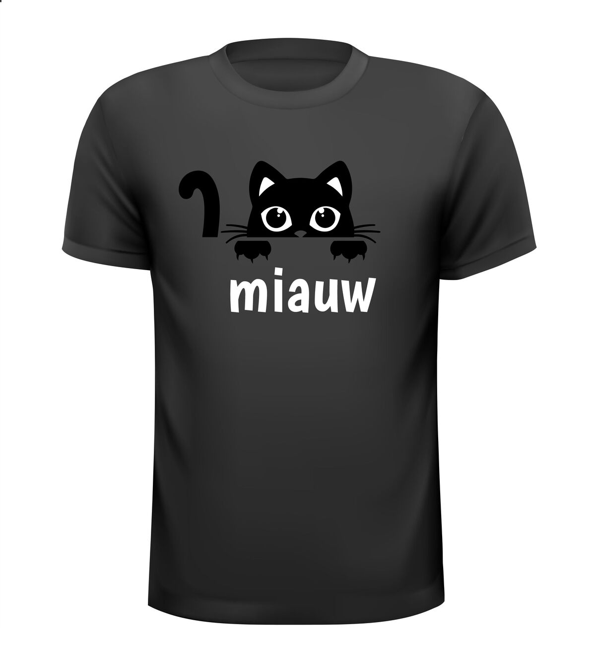 Miauw kat poes poezen grappig denkende kat T-shirt grappig