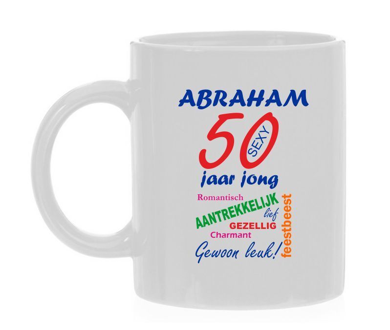 Vrolijke cadeau mok 50 jaar abraham 