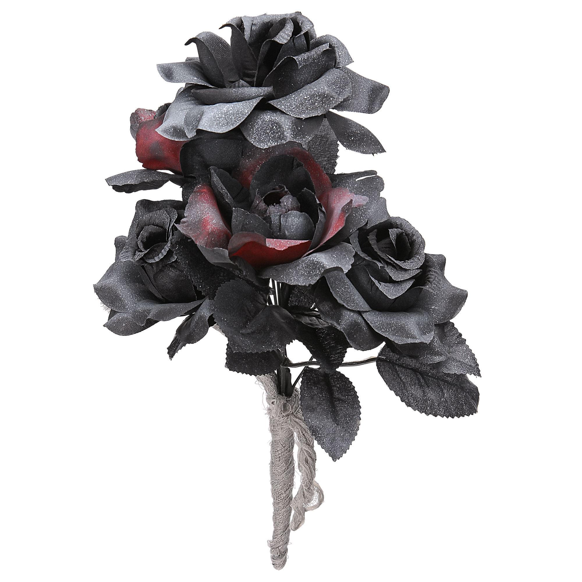 Bruidsboeket zwarte rozen voor een zwarte dag tijdens halloween
